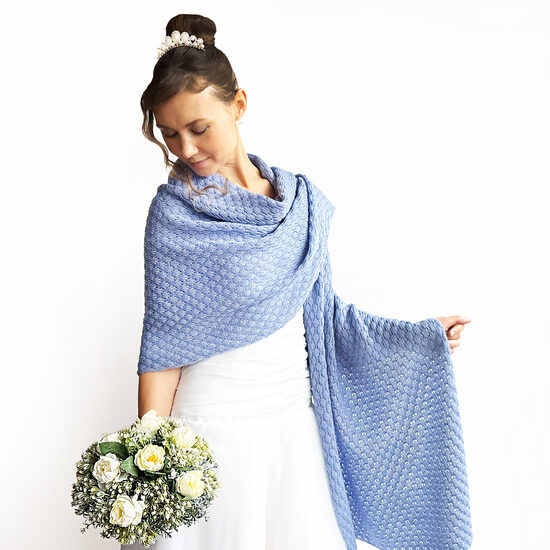 Sky blue bridal shawl, knitted wedding wrap, bridesmaid shawl, code WB20
